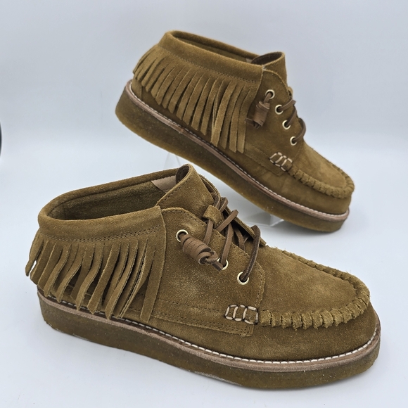 Sperry Shoes - NWOT Rebecca Minkoff x Sperry Fringe Tan Leather Chukka Boots, Tan, Women’s 7.5